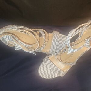 Striped Blue and White Sandals